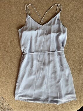 Strappy V-Neck Mini Dress in Light Blue
